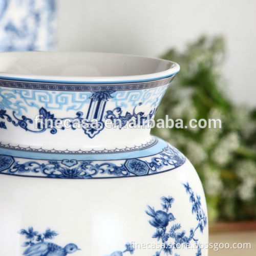 Elegant New Bone China Peacock Vase of Blue in China